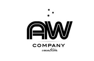 aw negro y blanco combinación alfabeto negrita letra logo con puntos unido creativo modelo diseño para empresa y negocio vector