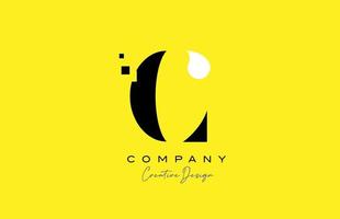 yellow black C alphabet letter logo icon design with dots. Creative template for company and business vector