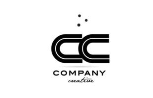 CC black and white combination alphabet bold letter logo with dots. Joined creative template design for company and business vector