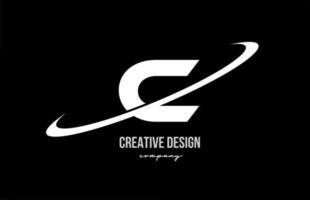 Black white C alphabet letter logo with big swoosh. Corporate creative template design for company and business vector