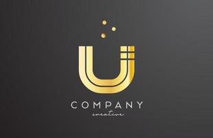 gold golden U alphabet letter logo with dots. Corporate creative template design for company and business vector