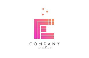 E pink alphabet letter logo with lines and dots. Corporate creative template design for business and company vector