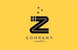 Z yellow black alphabet letter logo with lines and dots. Corporate creative template design for company and business vector