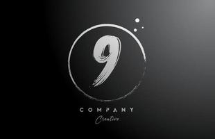 black white 9 number letter logo icon design with dots and circle. Creative gradient template for company and business vector