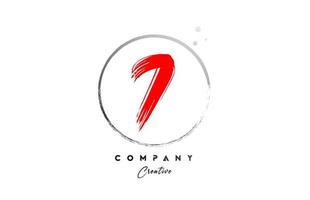 red grey 7 number letter logo icon design with dots and circle. Grunge creative gradient for business and company vector