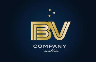 gold golden BV combination alphabet bold letter logo with dots. Joined creative template design for company and business vector