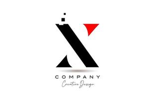 red black X alphabet letter logo icon design with dots. Creative template for business and company vector