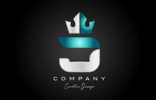 blue grey J alphabet letter logo icon design. Creative crown king template for business and company vector