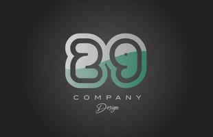 29 green grey number logo icon design. Creative template for company and business vector