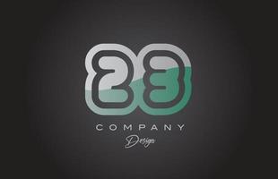 23 green grey number logo icon design. Creative template for company and business vector