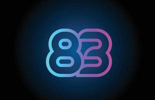 pink line 83 number logo icon design. Creative template for business and company vector