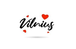 Vilnius escrito ciudad tipografía texto con amor corazón vector