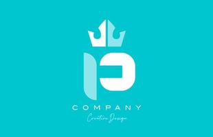 P blue pastel alphabet letter logo icon design with king crown. Creative template for business and company vector