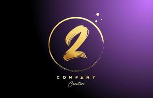 golden golden 2 number letter logo icon design with dots and circle. Grunge creative gradient template for company and business vector