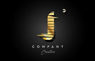 gold golden J alphabet letter logo icon design with line stripe and circle. Creative template for business and company vector