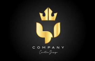 gold golden Y alphabet letter logo icon design. Creative crown king template for company and business vector