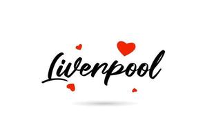 Liverpool escrito ciudad tipografía texto con amor corazón vector