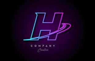 blue and pink alphabet H letter logo icon design with swoosh. Creative template for company and business vector