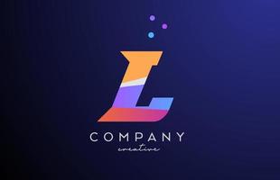 colored L alphabet letter logo icon with dots. Orange pink blue creative template design for business and company vector