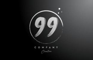 black white 99 number letter logo icon design with dots and circle. Creative gradient template for company and business vector