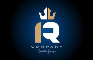 blanco marrón r alfabeto letra logo icono diseño con Rey corona. creativo modelo para empresa y negocio vector