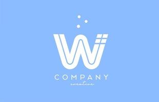 W blue white alphabet letter logo with lines and dots. Corporate creative template design for company and business vector