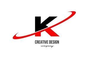 Red black K alphabet letter logo with big swoosh. Corporate creative template design for business and company vector
