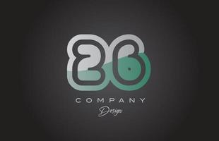 26 green grey number logo icon design. Creative template for company and business vector