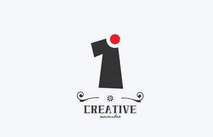 grey 1 number logo icon design with red dot. Creative template for company and business vector