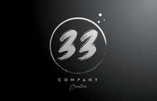 black white 33 number letter logo icon design with dots and circle. Creative gradient template for company and business vector