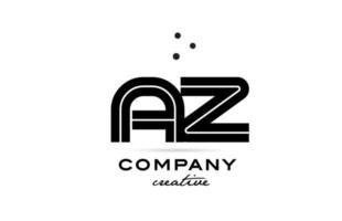 AZ black and white combination alphabet bold letter logo with dots. Joined creative template design for company and business vector