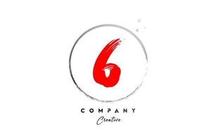 red grey 6 number letter logo icon design with dots and circle. Grunge creative gradient for business and company vector