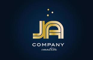 gold golden JA combination alphabet bold letter logo with dots. Joined creative template design for company and business vector