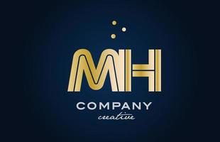 gold golden MH combination alphabet bold letter logo with dots. Joined creative template design for company and business vector