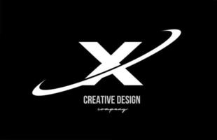Black white X alphabet letter logo with big swoosh. Corporate creative template design for company and business vector