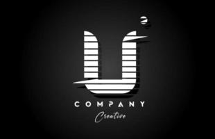 line U alphabet letter logo icon design with black and white stripe and circle. Creative template for company and business vector