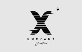 lines X alphabet letter logo icon design in black and white. Creative template for company and business with stripes vector