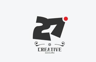 grey 27 number logo icon design with red dot. Creative template for company and business vector