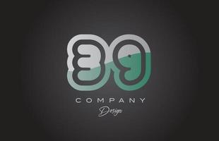 39 green grey number logo icon design. Creative template for company and business vector