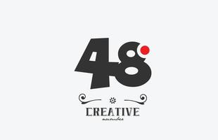 gris 48 número logo icono diseño con rojo punto. creativo modelo para empresa y negocio vector