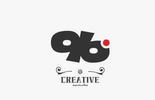 grey 96 number logo icon design with red dot. Creative template for company and business vector