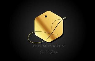 gold golden J alphabet letter logo icon design with dot and elegant style. Creative polygon template for business and company vector