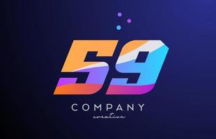 colored number 59 logo icon with dots. Yellow blue pink template design for a company and busines vector