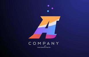 colored A alphabet letter logo icon with dots. Orange pink blue creative template design for business and company vector