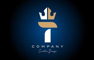 white brown T alphabet letter logo icon design with king crown. Creative template for company and business vector