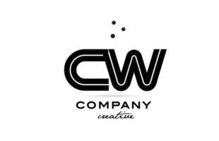 CW black and white combination alphabet bold letter logo with dots. Joined creative template design for company and business vector