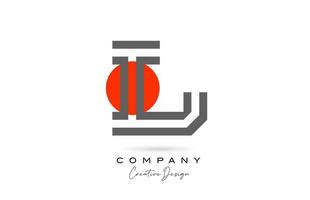 gris línea l alfabeto letra logo icono diseño con rojo punto. creativo modelo para empresa y negocio vector