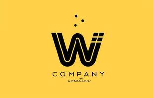 W yellow black alphabet letter logo with lines and dots. Corporate creative template design for company and business vector