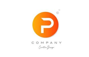 P orange sphere alphabet letter logo icon design with dot. Creative template for company and business vector