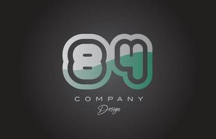 84 green grey number logo icon design. Creative template for company and business vector